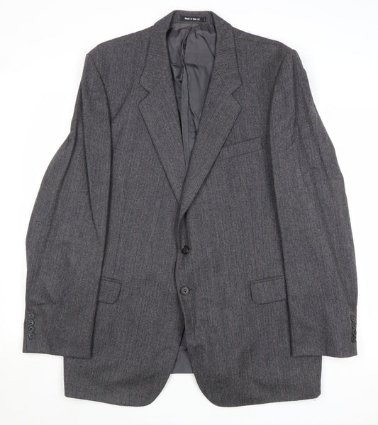 St Michael Mens Grey Striped Wool Jacket Suit Jacket Size 44 Regular
