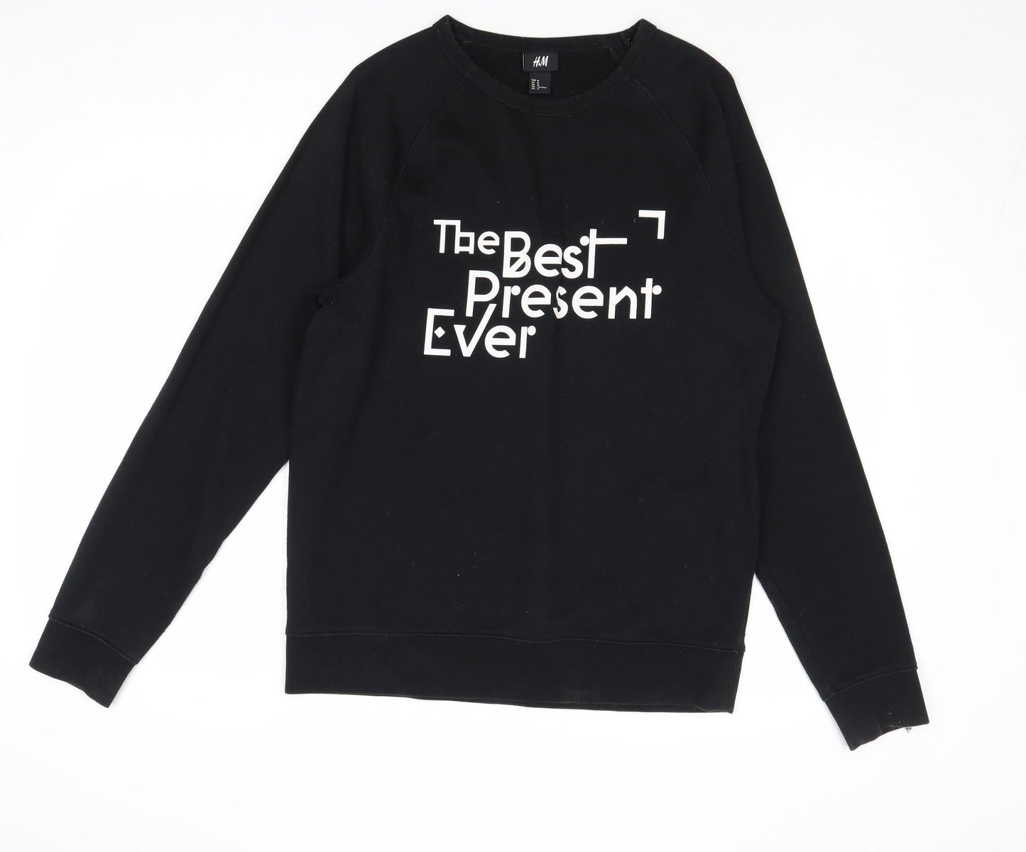 H&M Mens Black Polyester Pullover Sweatshirt Size M - The Best Present Ever