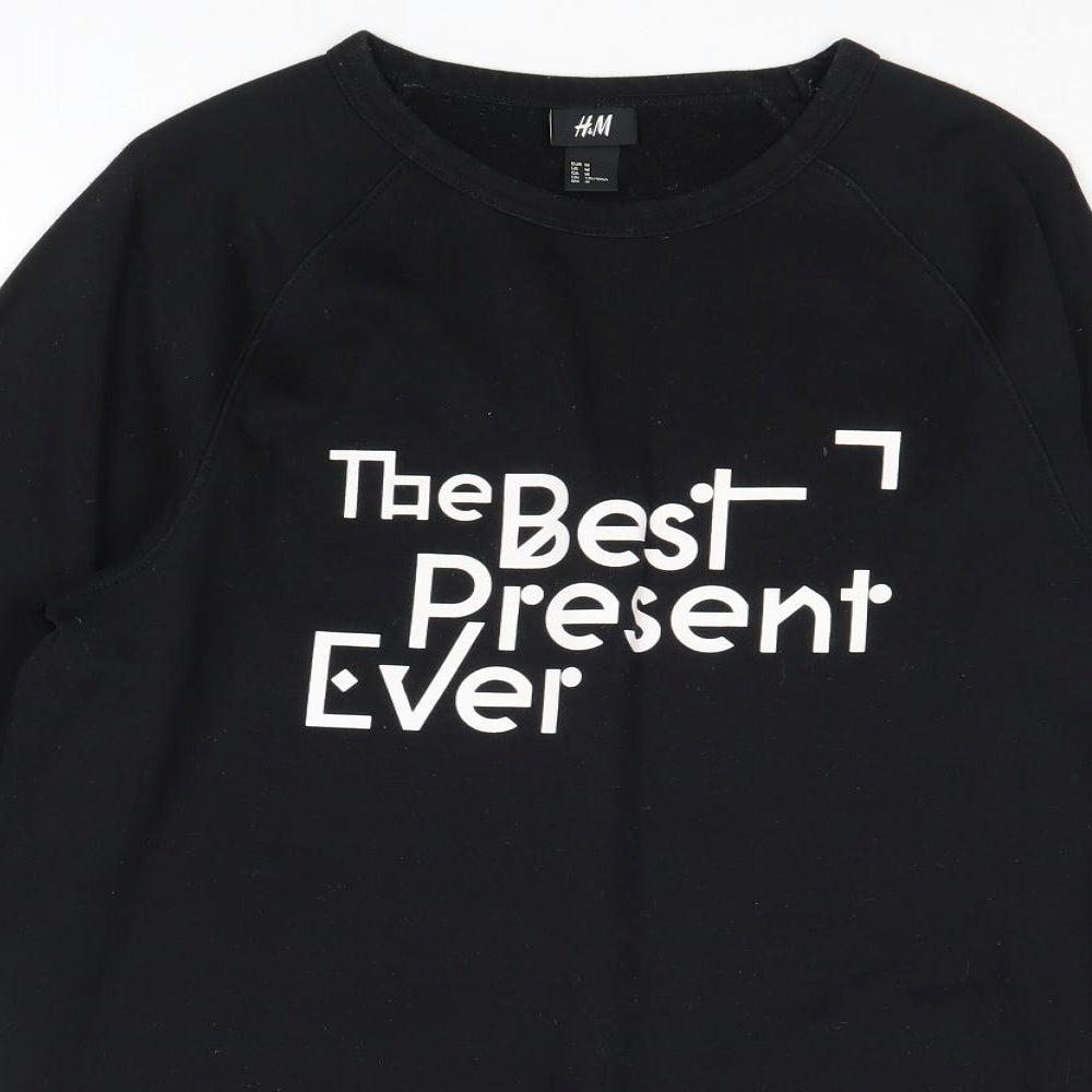 H&M Mens Black Polyester Pullover Sweatshirt Size M - The Best Present Ever
