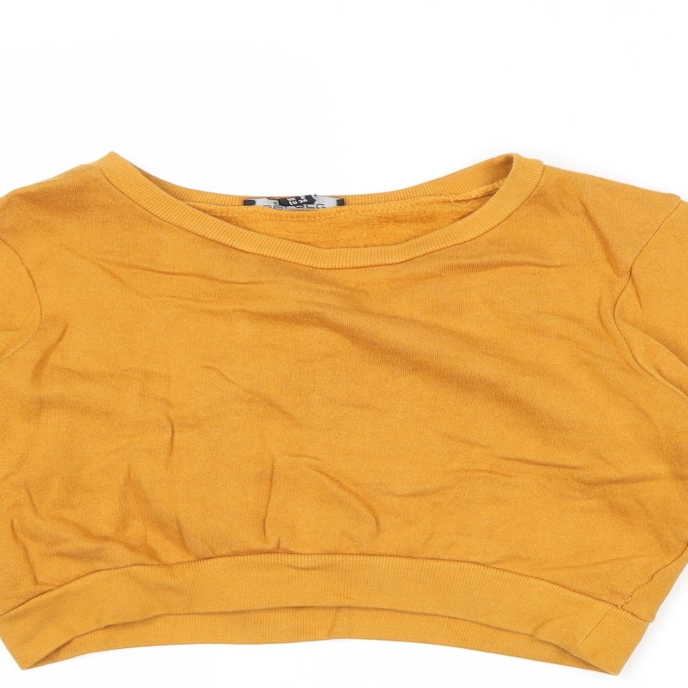 Select Womens Yellow Cotton Pullover Sweatshirt Size 8 Pullover