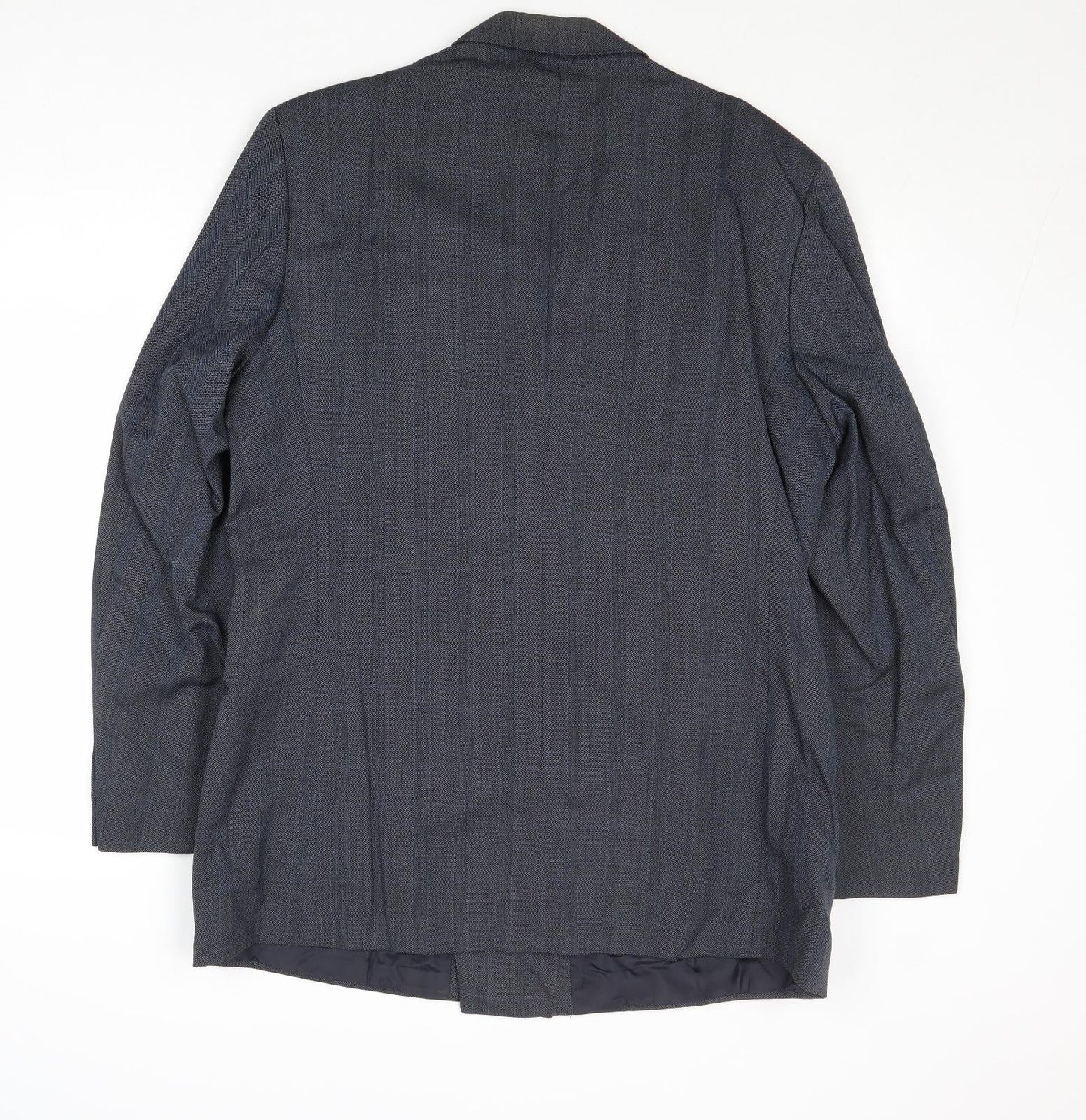 Burton Mens Blue Striped Wool Jacket Suit Jacket Size 42 Regular