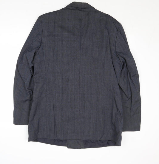 Burton Mens Blue Striped Wool Jacket Suit Jacket Size 42 Regular