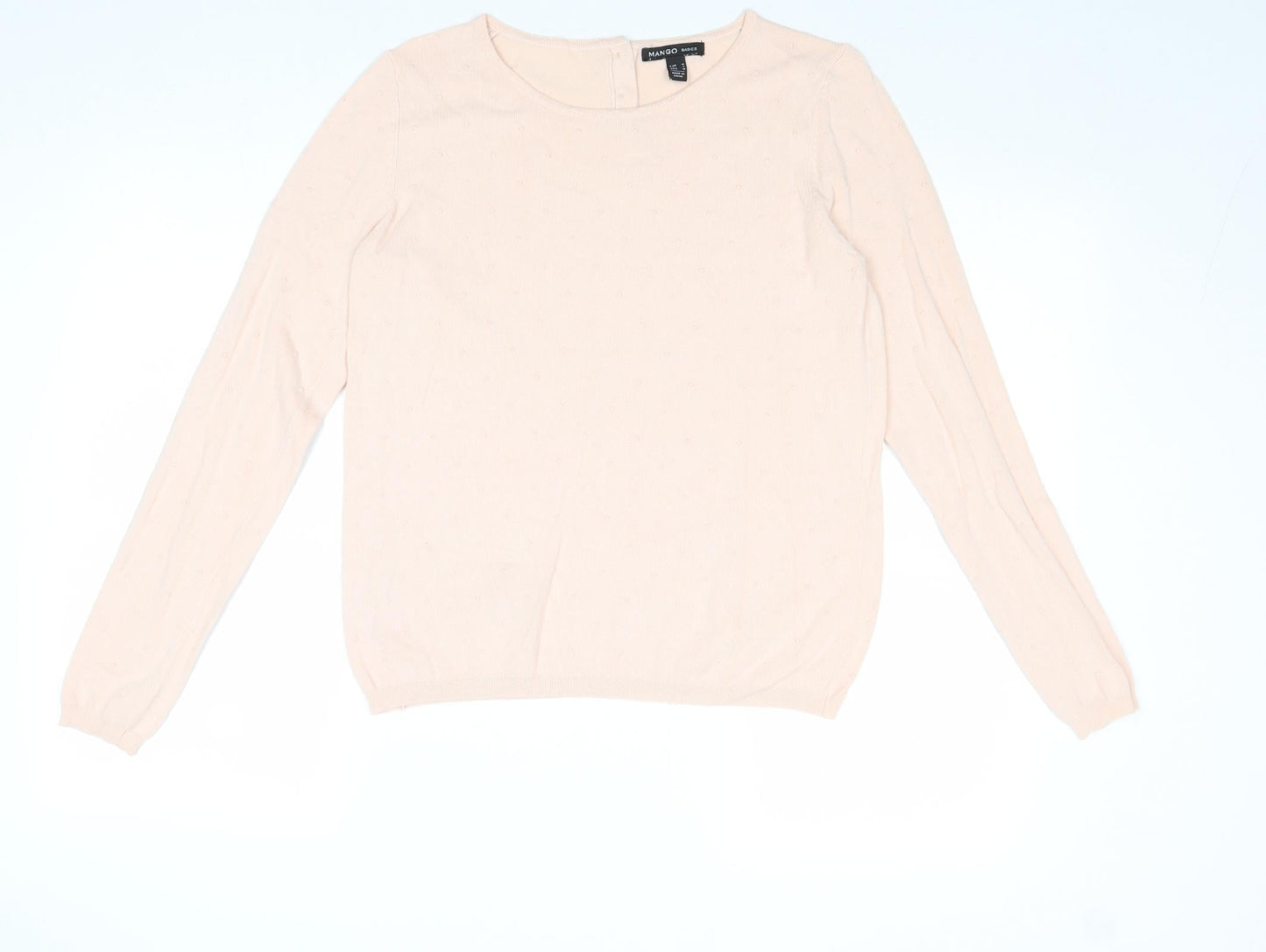 Mango Womens Pink Round Neck Acrylic Pullover Jumper Size M