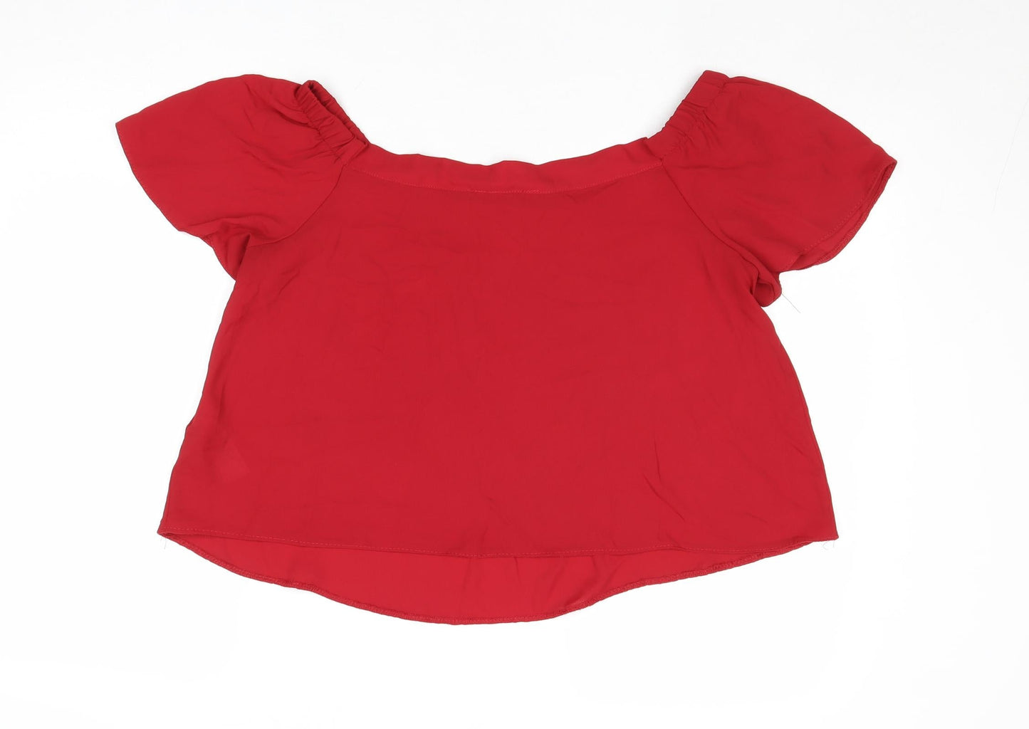 New Look Womens Red Polyester Cropped Tank Size 12 Off the Shoulder