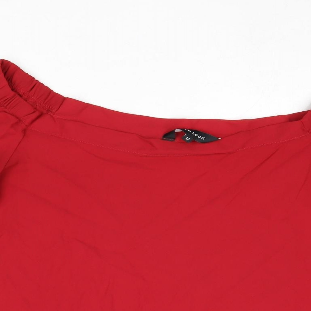 New Look Womens Red Polyester Cropped Tank Size 12 Off the Shoulder