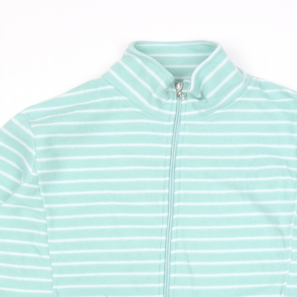 Anne De Lancay Womens Blue Striped Jacket Size M Zip