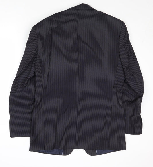 James Barry Mens Blue Striped Wool Jacket Suit Jacket Size 38 Regular