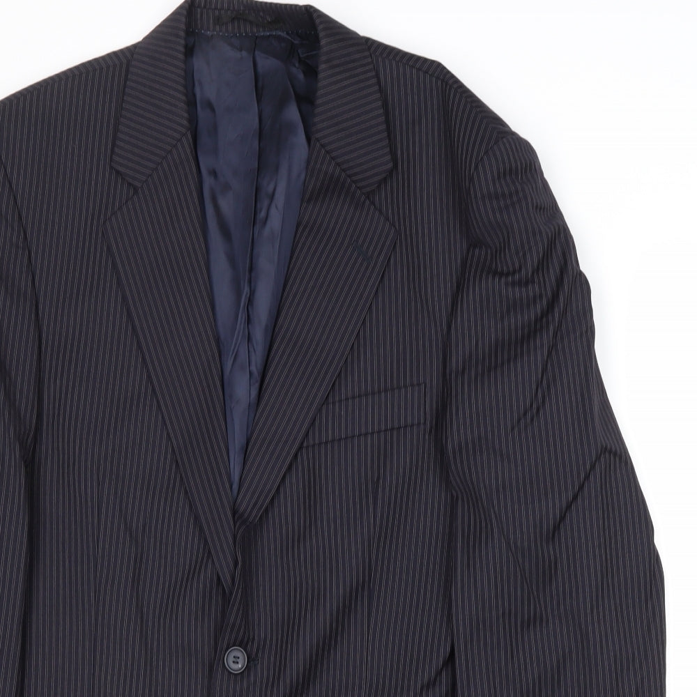 James Barry Mens Blue Striped Wool Jacket Suit Jacket Size 38 Regular
