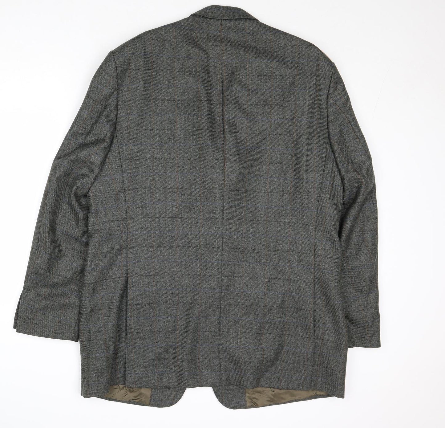 Wellington Mens Grey Plaid Polyester Jacket Suit Jacket Size 46 Regular