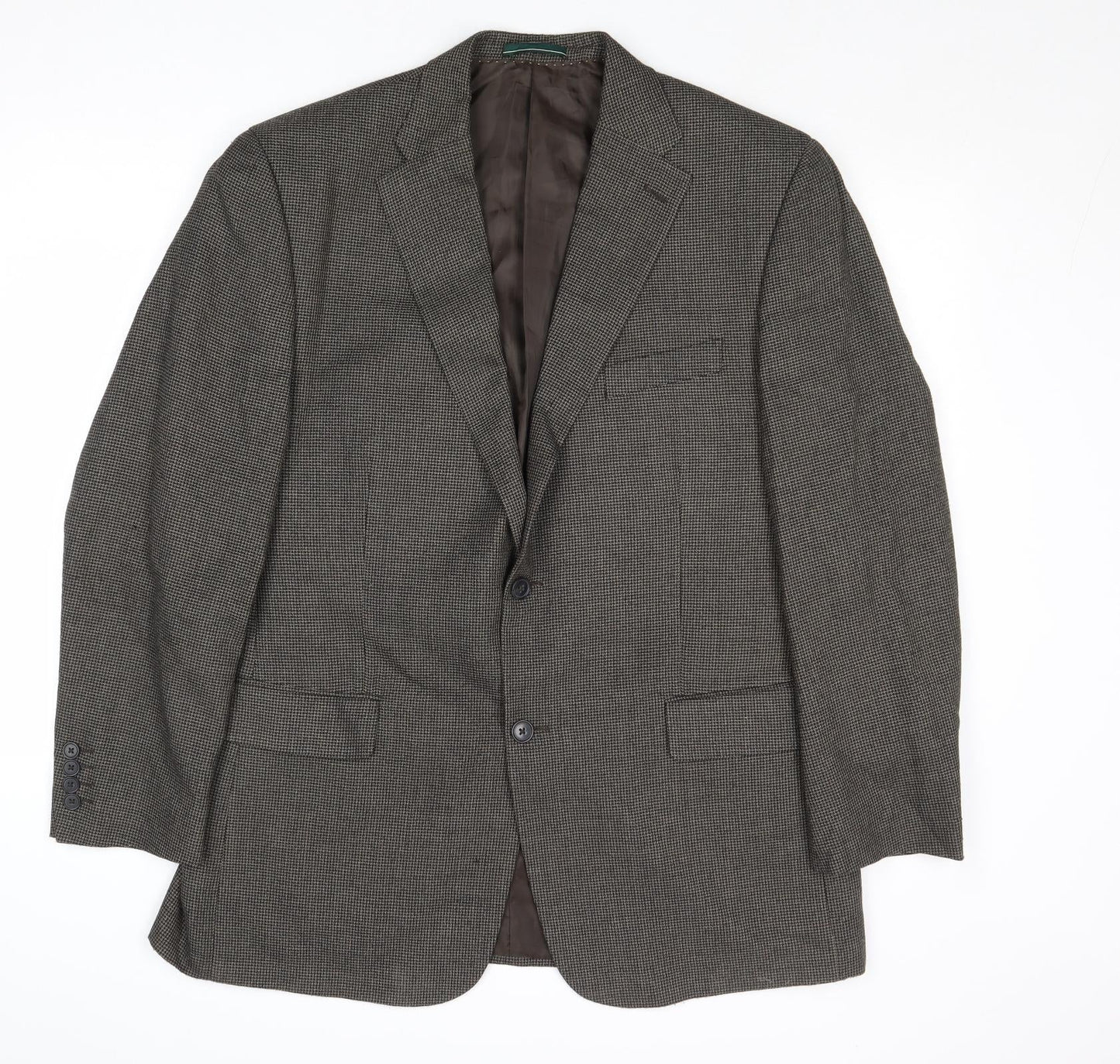Greenwoods Mens Grey Geometric Polyester Jacket Suit Jacket Size 44 Regular