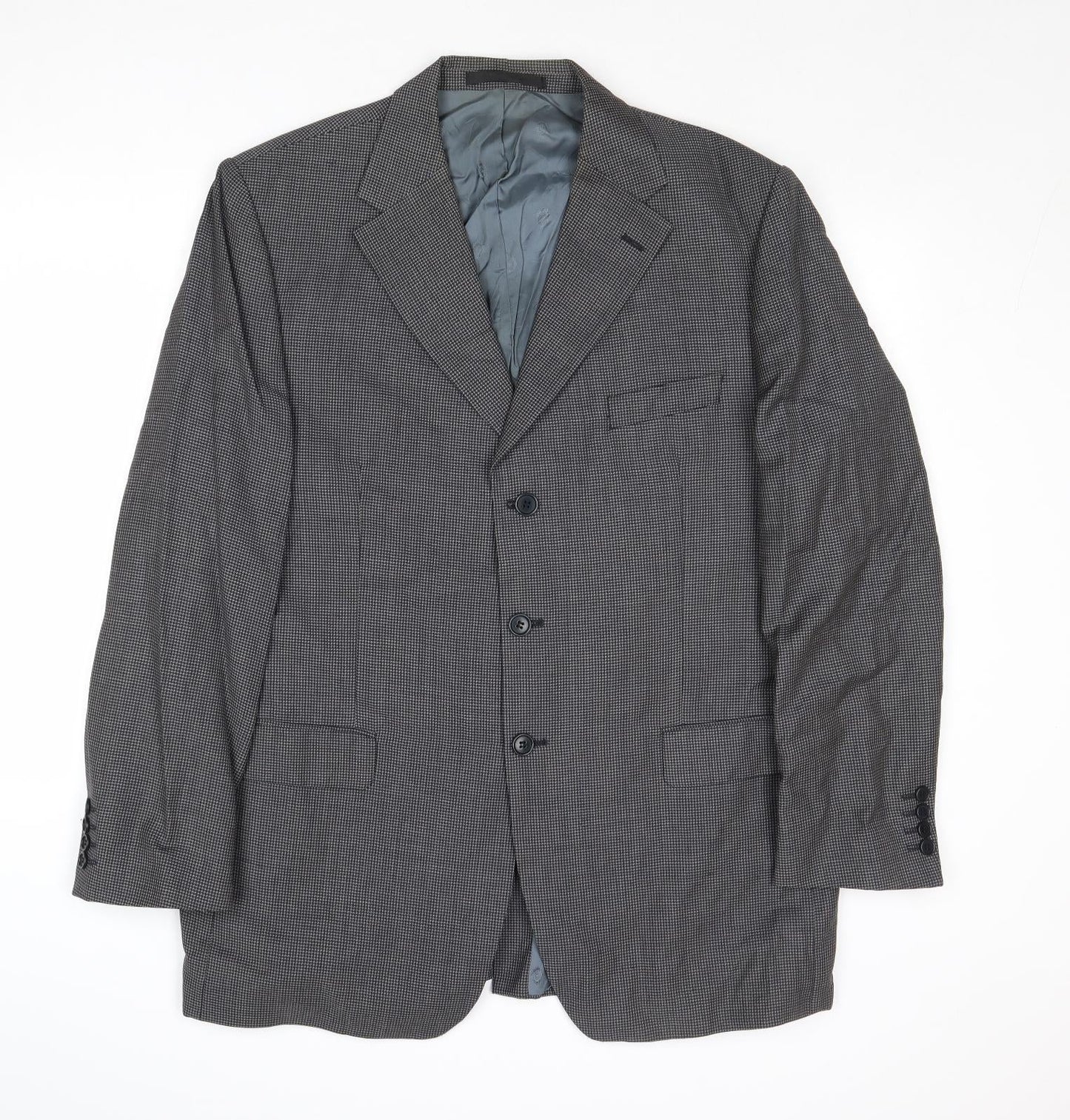 Marks and Spencer Mens Grey Geometric Wool Jacket Suit Jacket Size 44 Regular