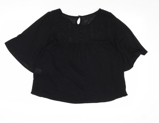 Surles Nuaghes Womens Black Polyester Basic Blouse Size M Round Neck