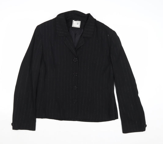 JFW Womens Black Striped Jacket Blazer Size 16 Button