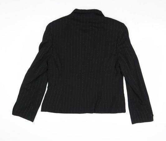 JFW Womens Black Striped Jacket Blazer Size 16 Button