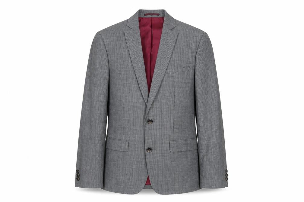 Marks and Spencer Mens Grey Check Polyester Jacket Suit Jacket Size 34 Regular
