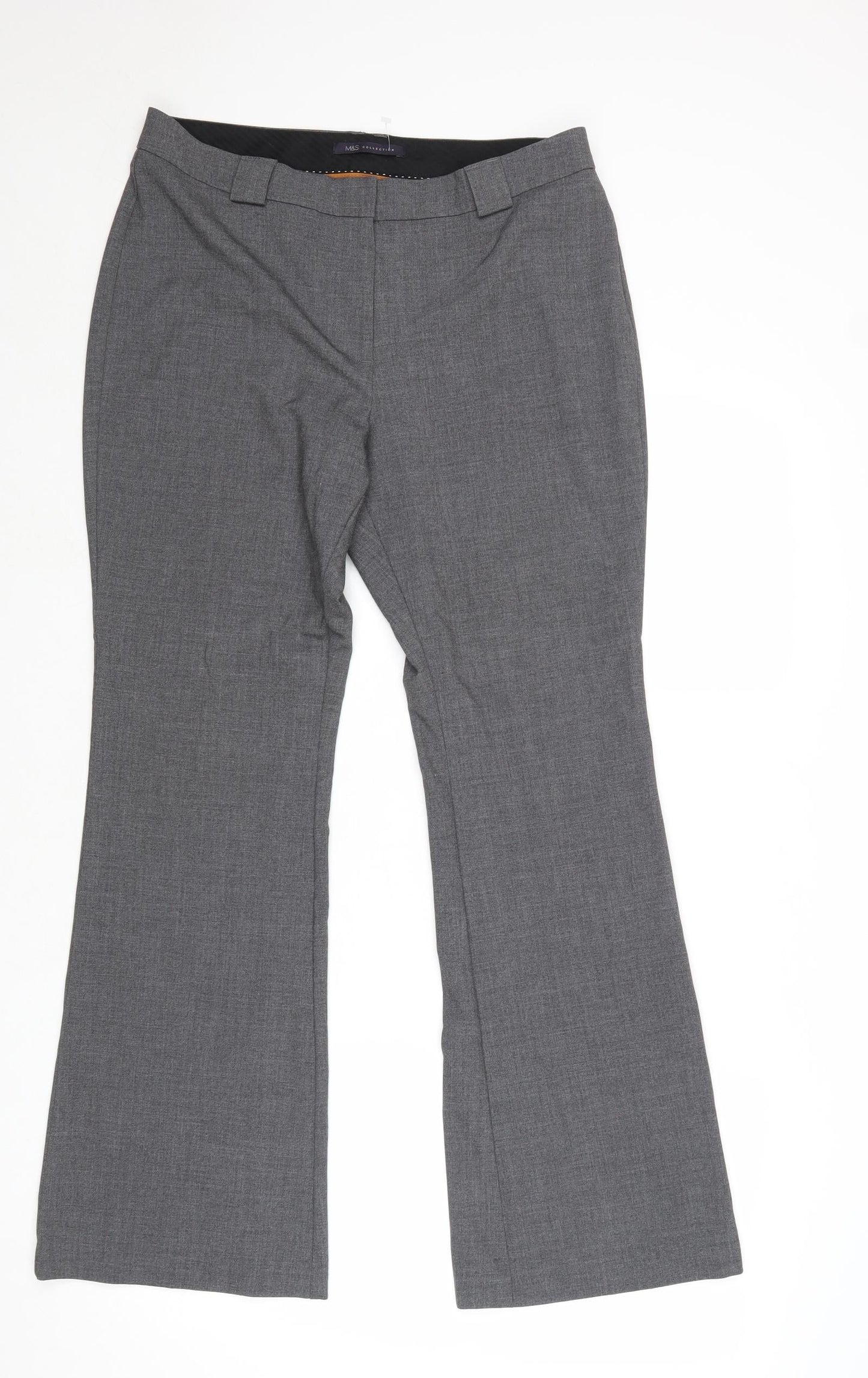 Marks and Spencer Womens Grey Polyester Dress Pants Trousers Size 12 Regular Zip
