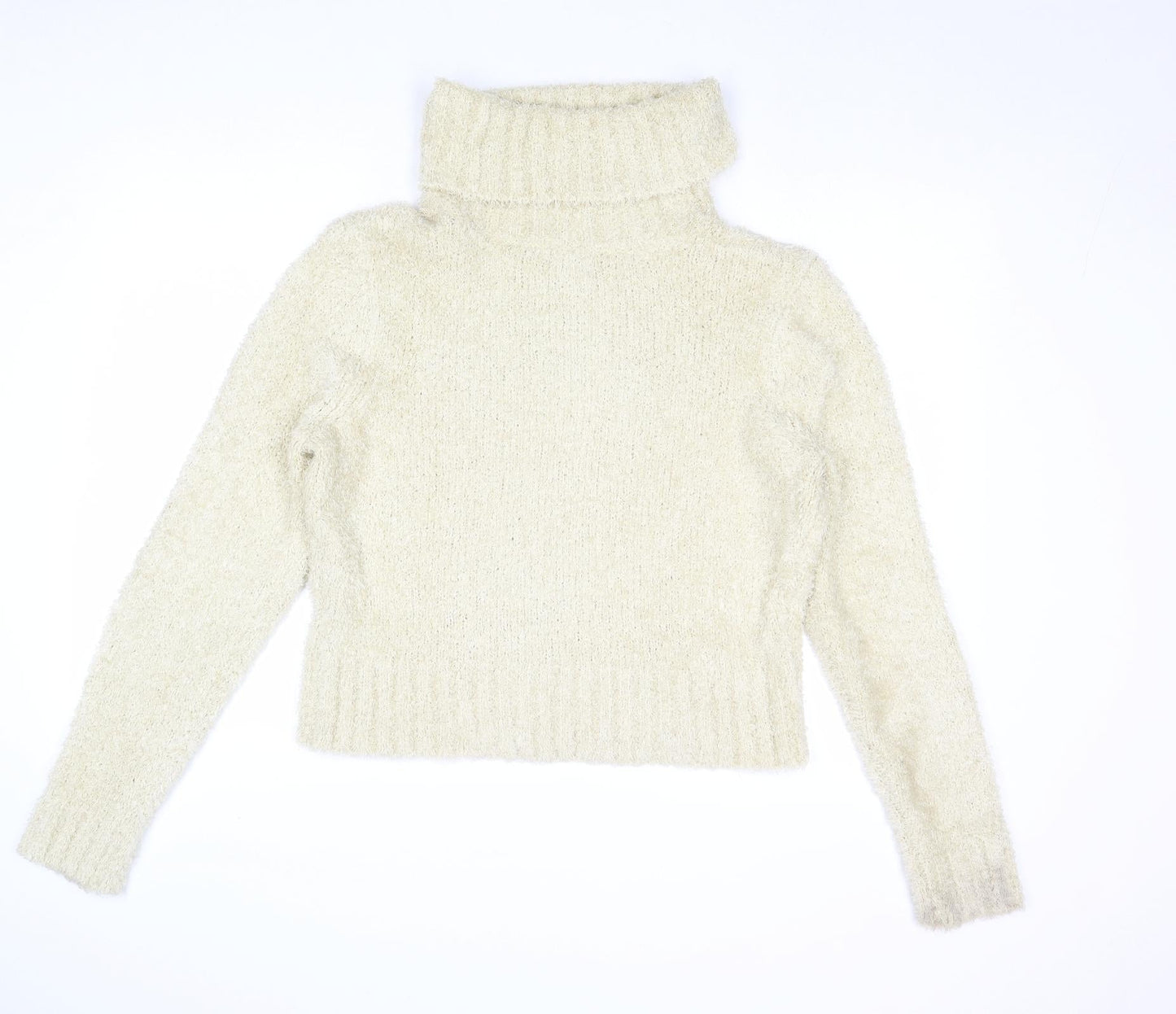 Shrinking Violet Womens Beige Roll Neck Acrylic Pullover Jumper Size L