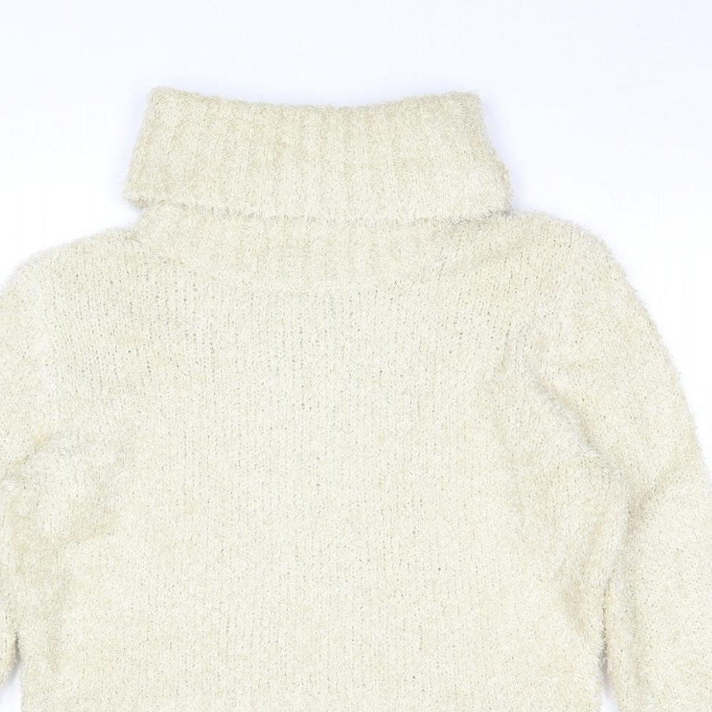 Shrinking Violet Womens Beige Roll Neck Acrylic Pullover Jumper Size L