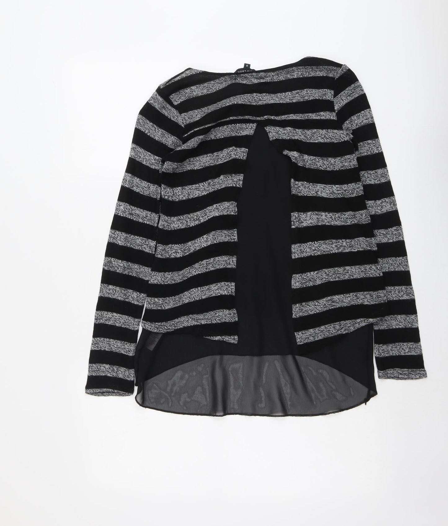 New Look Womens Black Round Neck Striped Acrylic Pullover Jumper Size S