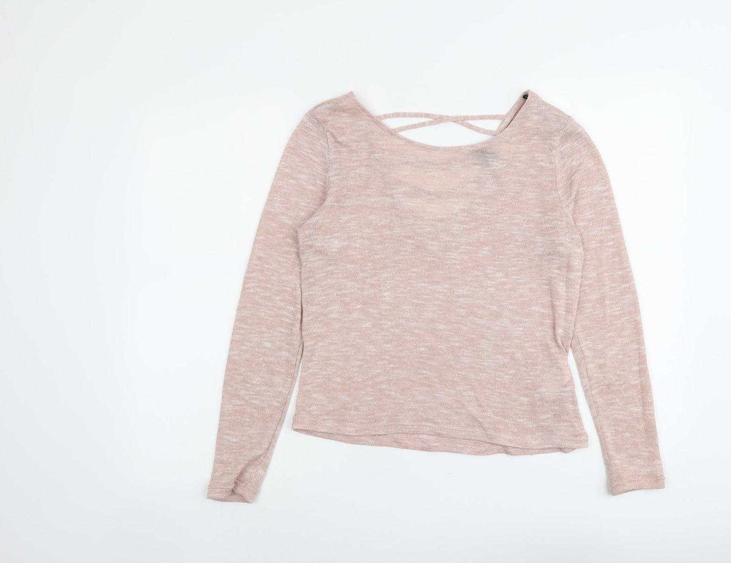 H&M Womens Pink Round Neck Polyester Pullover Jumper Size L
