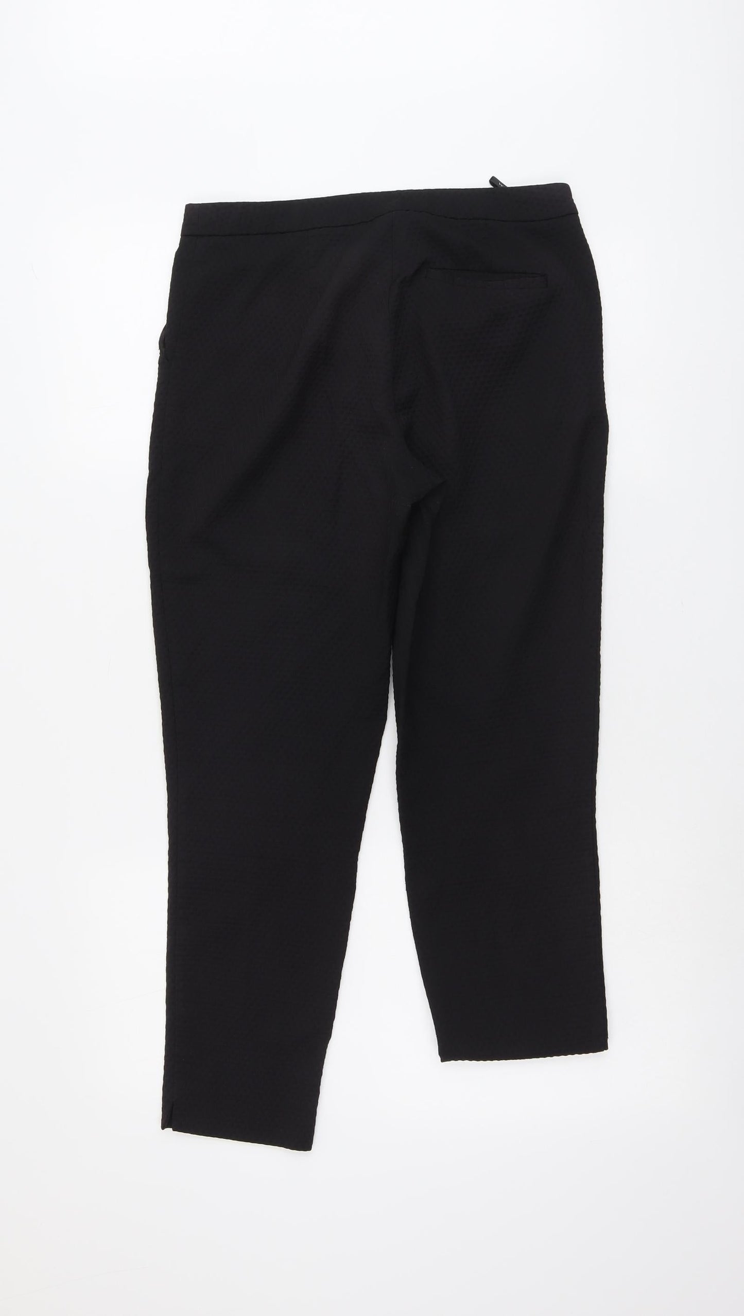 Warehouse Womens Black Polyester Chino Trousers Size 10 L26 in Regular Button - Textured