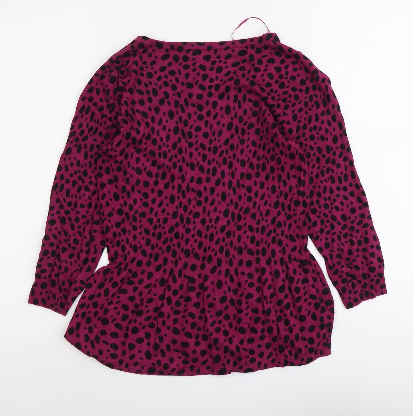 South Womens Purple Round Neck Animal Print Viscose Pullover Jumper Size 10 - Leopard Pattern