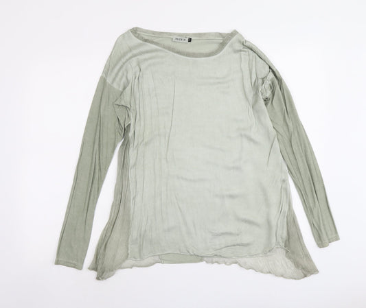Suzy D Womens Green Polyester Basic Blouse Size S Round Neck