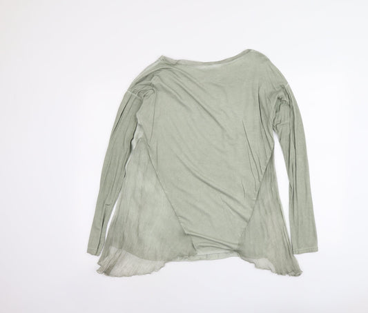 Suzy D Womens Green Polyester Basic Blouse Size S Round Neck