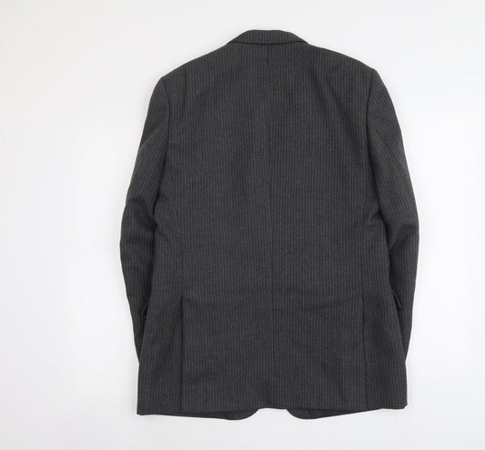 C&A Mens Grey Striped Polyester Jacket Suit Jacket Size M Regular