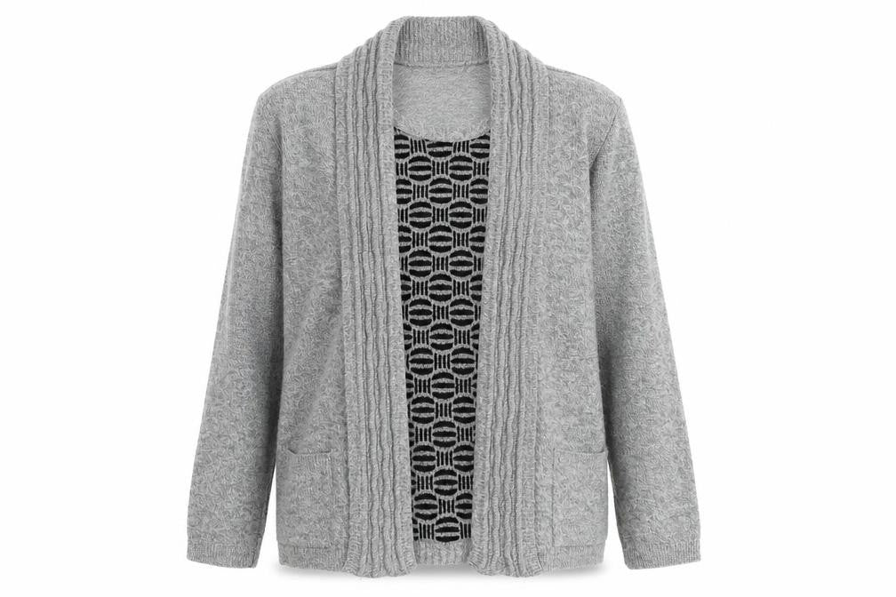 Envy Womens Grey Round Neck Geometric Acrylic Cardigan Jumper Size M - Twin Set