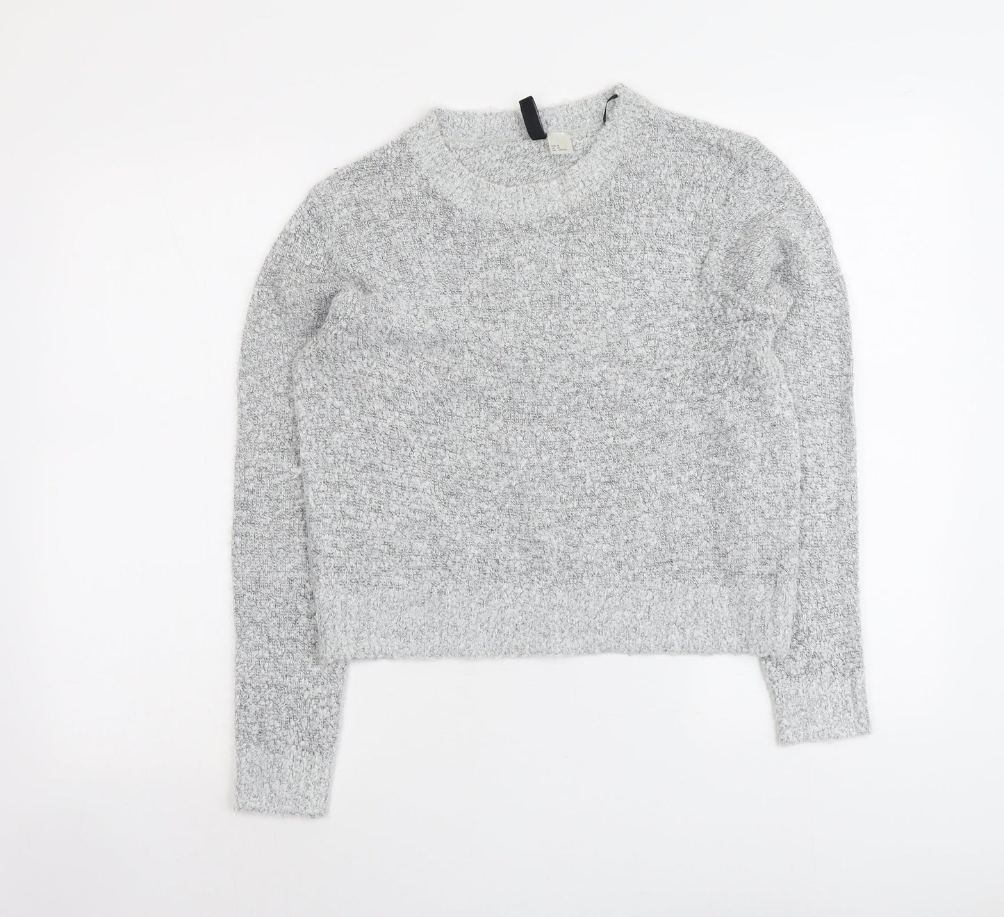 H&M Womens Grey Round Neck Acrylic Pullover Jumper Size M