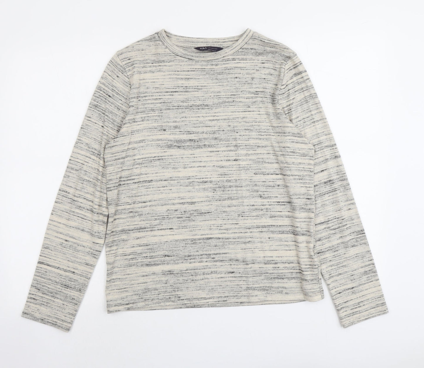 Marks and Spencer Womens Beige Round Neck Polyester Pullover Jumper Size 12