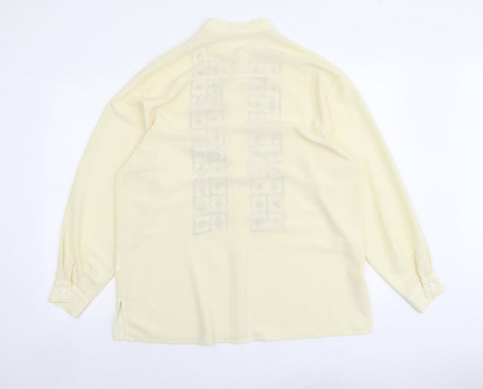 Windsmor Womens Ivory Geometric Polyester Basic Button-Up Size 16 V-Neck