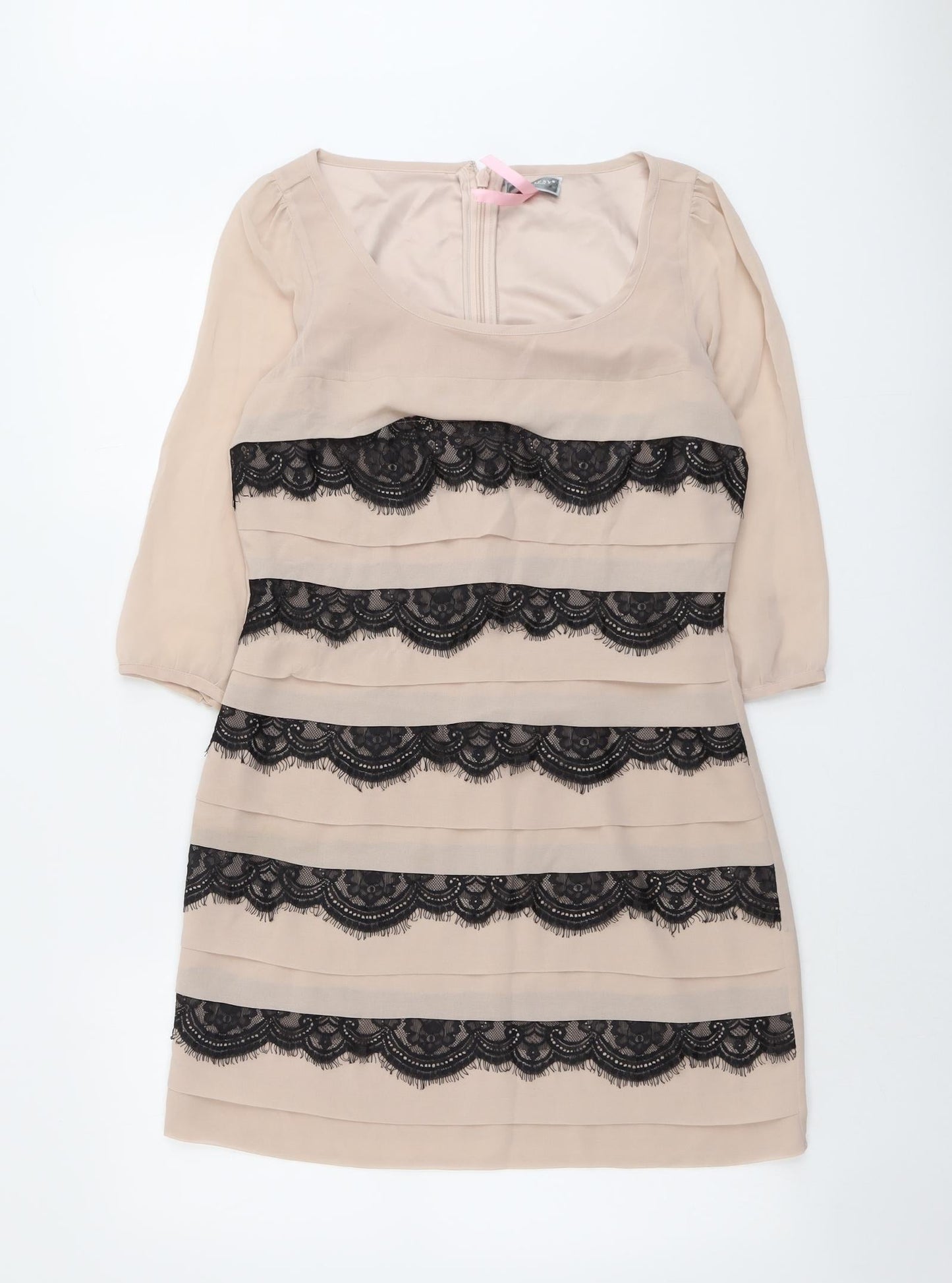 Lipsy Womens Pink Polyester A-Line Size 10 Round Neck Zip