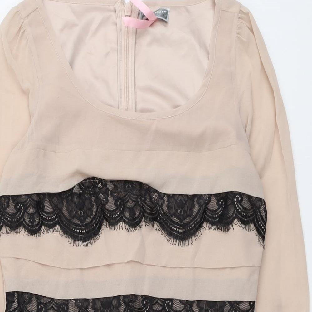 Lipsy Womens Pink Polyester A-Line Size 10 Round Neck Zip