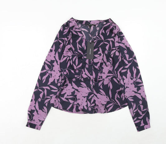 VERO MODA Womens Purple Geometric Polyester Basic Button-Up Size XS V-Neck