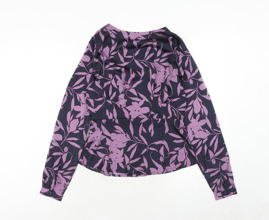 VERO MODA Womens Purple Geometric Polyester Basic Button-Up Size XS V-Neck