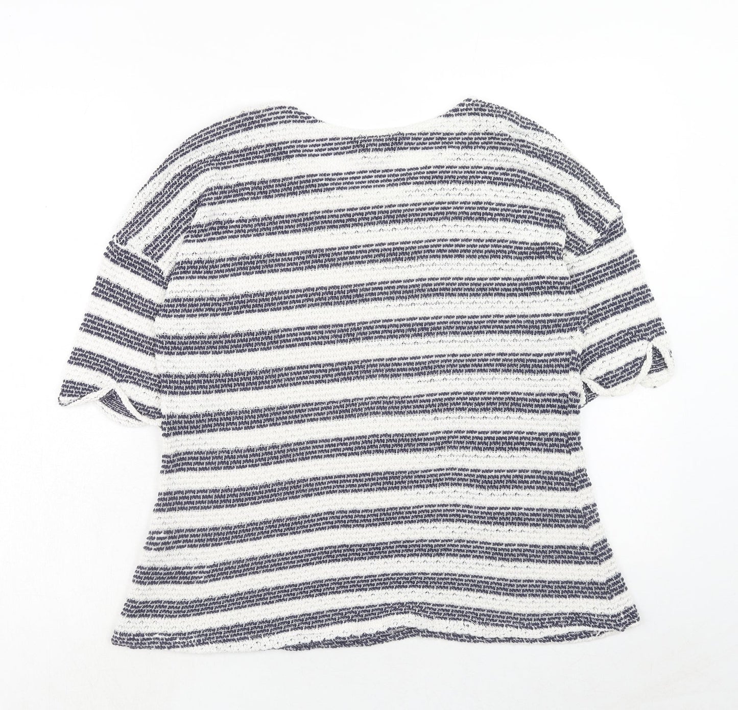 Dorothy Perkins Womens White Round Neck Striped Polyester Pullover Jumper Size 16