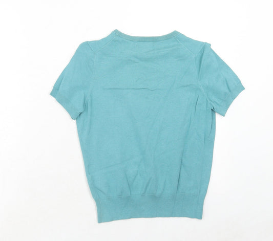 Lands' End Womens Blue Round Neck Cotton Pullover Jumper Size XS
