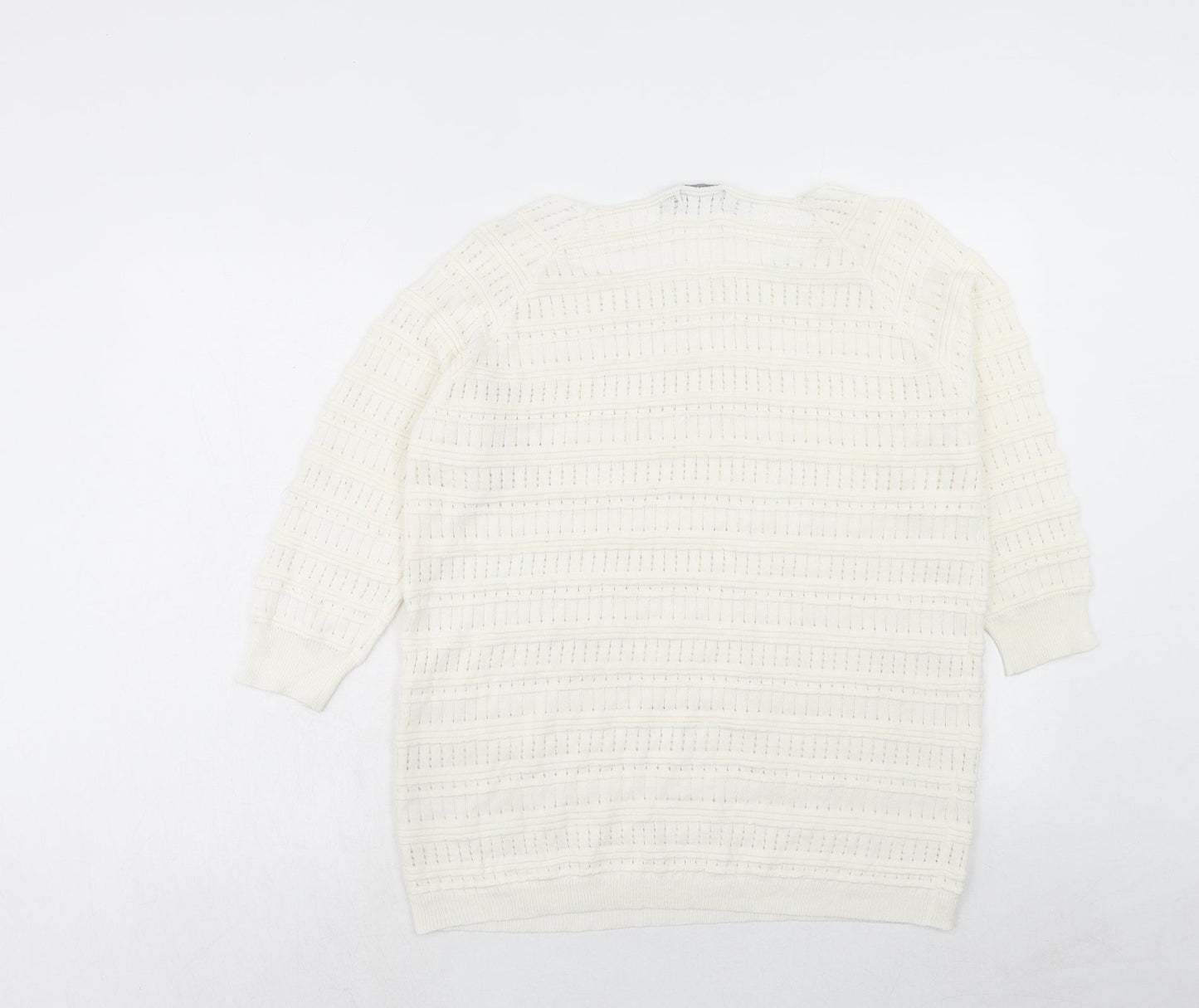 Mia Moda Womens Ivory Round Neck Acrylic Pullover Jumper Size XL