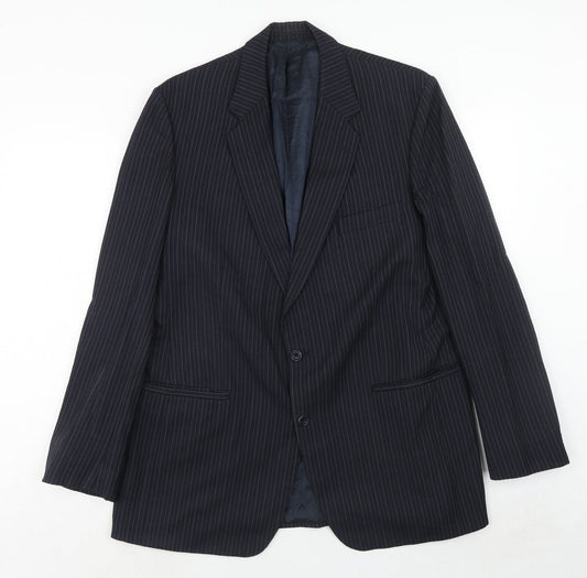 Leonard Lyle Mens Blue Striped Wool Jacket Suit Jacket Size 42 Regular