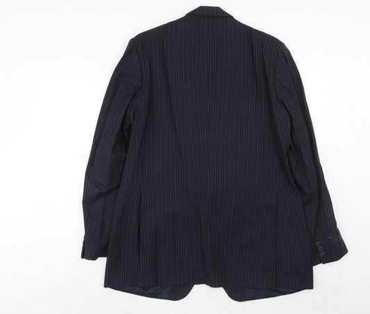 Leonard Lyle Mens Blue Striped Wool Jacket Suit Jacket Size 42 Regular