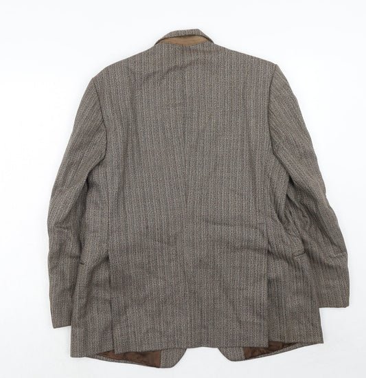 Cooper Mckenzie Mens Brown Striped Polyester Jacket Blazer Size 40 Regular