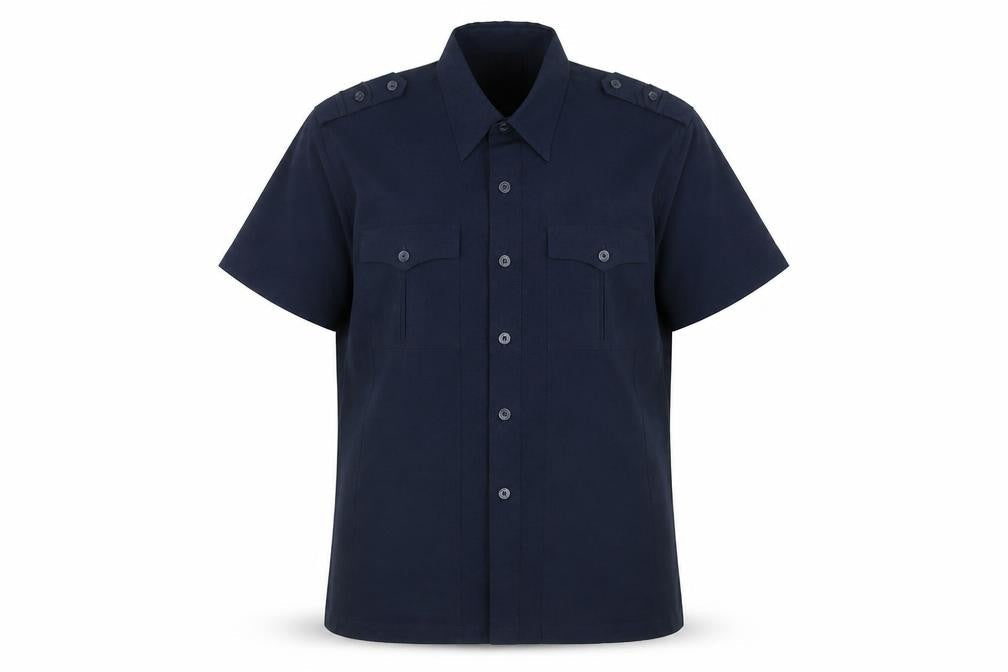HM LINE Womens Blue Polyester Basic Button-Up Size L Collared