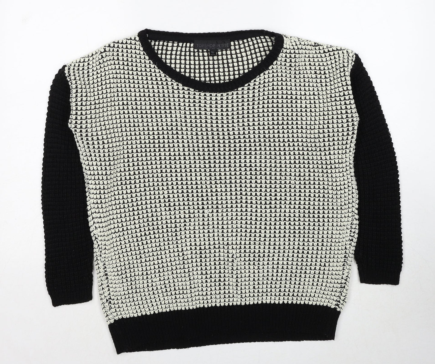 Topshop Womens Black Round Neck Acrylic Pullover Jumper Size 6