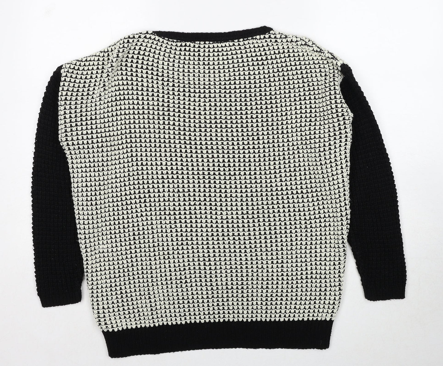 Topshop Womens Black Round Neck Acrylic Pullover Jumper Size 6
