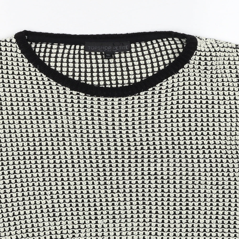 Topshop Womens Black Round Neck Acrylic Pullover Jumper Size 6