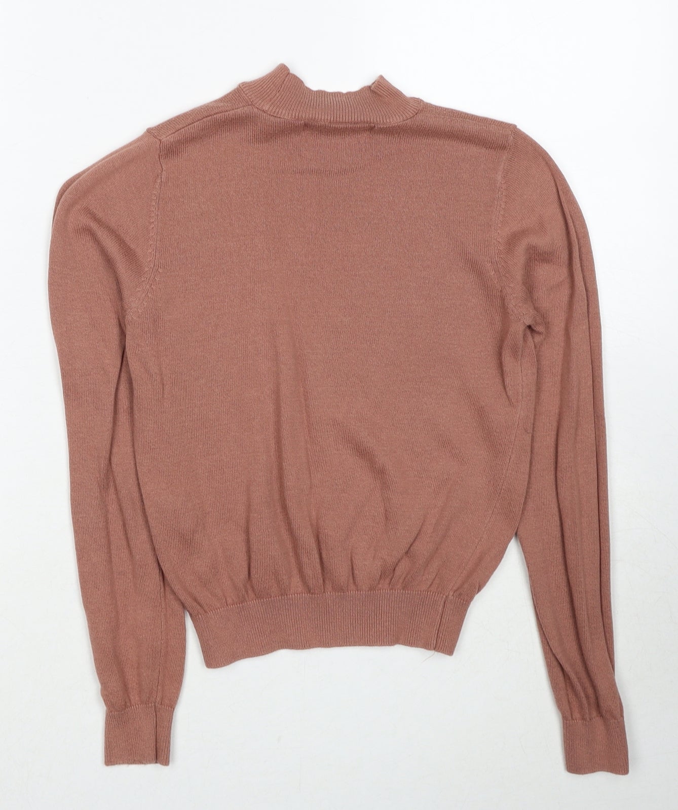 FOREVER 21 Womens Brown Mock Neck Cotton Pullover Jumper Size S