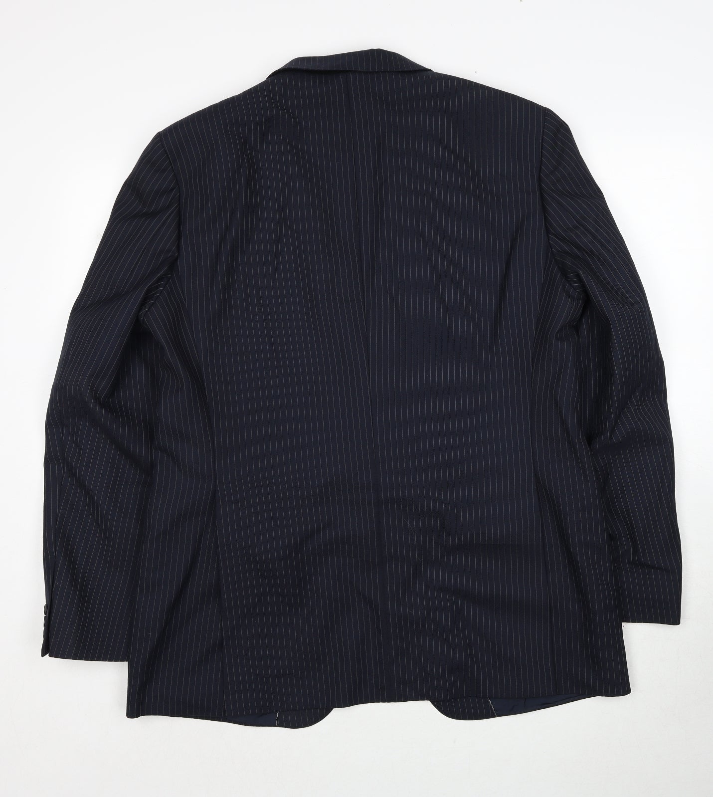 Conforn Mens Blue Striped Polyester Jacket Suit Jacket Size 44 Regular