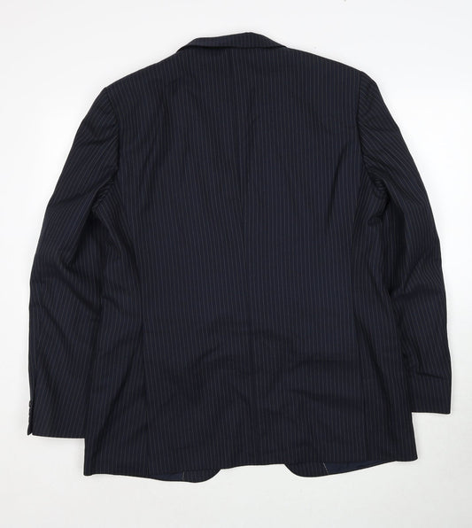Conforn Mens Blue Striped Polyester Jacket Suit Jacket Size 44 Regular